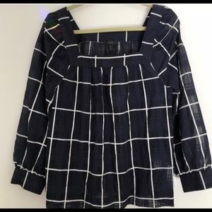 J.Crew Navy Window Pane top